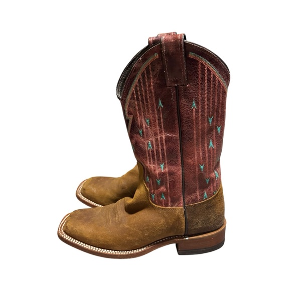 Justin Women's Bent Rail Cowgirl Boots Western Leather Suede Red Blue Size 6.5 B - Picture 4 of 7